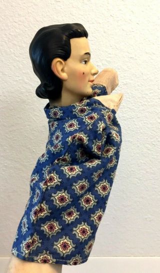 Vintage Hand Puppet Custom Made Doll Rubber/Vinyl Head/Textile Shirt And Hands 2