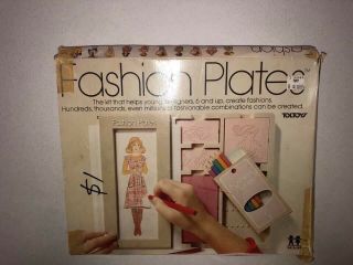 Vintage Toltoys Fashion Plates Drawing Kit 1978 Kit Tomy Box & Instructions