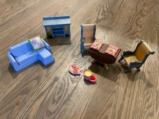 Fisher Price Loving Family Dollhouse Dining Room Drop Leaf Table Furniture Couch