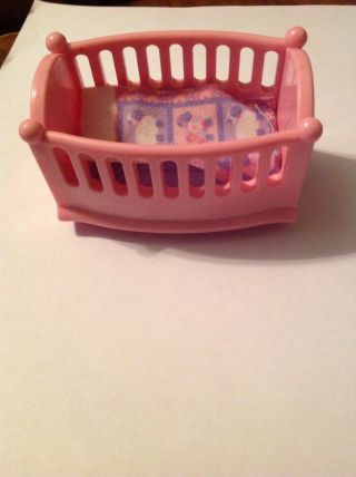 My First Dollhouse Baby Nursery Pink Crib Furniture Fisher Price Loving Family