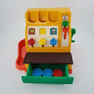 Fisher Price Vintage Vtg Collectible 1970s Preschool Cash Register With 3 Coins