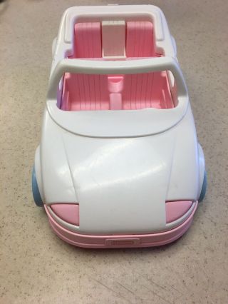 Vintage 1992 Playskool Dollhouse White/pink Convertible Sports Car W/ Seat 1593