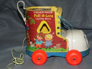 Vintage Fisher Price Pull A Long Lacing Shoe