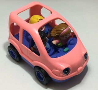 Fisher Price Little People Pink Car Suv Van Pink Purple Music Sounds W/3 People