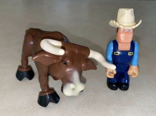 Fischer Price Husky Helper Farmer And Bull Figures