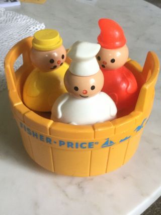 Fisher Price Three (3) Men In Tub Toy - Butcher,  Baker,  Candlestick Maker - 70’s