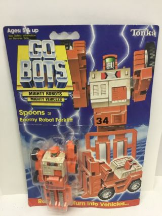 Vintage 1984 Tonka Go Bots Spoons 31 Enemy Robot Forklift Number 7254 Nip Nos