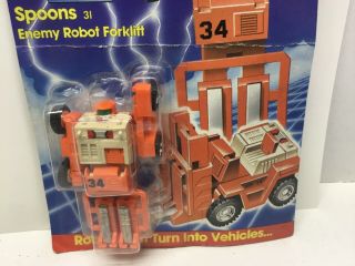 Vintage 1984 Tonka Go Bots Spoons 31 Enemy Robot Forklift Number 7254 NIP NOS 2