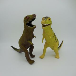 2 Tyrannosaurus Rex 10 " Plastic Dinosaur Toys - 1 1986 Dor Mei,  1 Unmarked