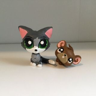 Lps Littlest Pet Shop Custom Ooak Tom & Jerry Set Of 2 Handpainted