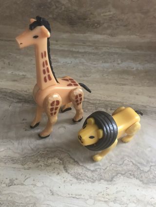 Vintage Little People Zoo Animals/circus Animals Lion And Giraffe