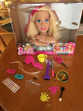 Barbie Flip & Reveal Styling Head Blonde/pink Doll Deluxe Just Play Pretend