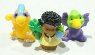 Fisher Price Little People Dinosaurs Girl Set Of 3 | Purple/green Yellow/purple