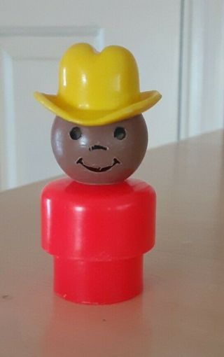 Vintage Fisher Price Little People Red African American Boy/cowboy Hat