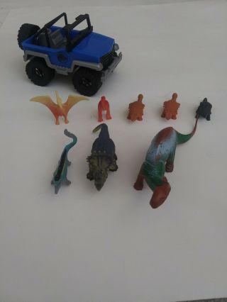 Imaginext Fisher Price Jurassic Park Blue Jeep,  Plastic Dinosaur Figures