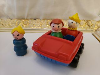 Vintage Fisher Price Little People Clown Mom Sister Child Car Blue Red Green Kid