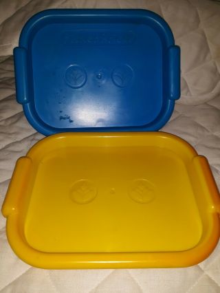 Vintage Fisher Price Fun With Food Yellow Plastic & Blue Lunch Tray