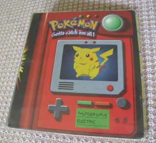 Pokemon Vintage 1999 3 Ring Binder Pikachu Meowth Pokedex Wotc Nintendo
