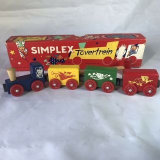 Vintage Wooden Train Toy Play Simplex Magnetic With Hammer Tovertrein Holland
