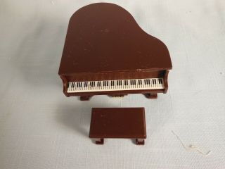 Vintage - 1978 - 1981 - Doll House Furniture - - Music Room - Grand Piano - With Bench