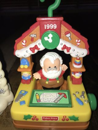 Fisher Price Little People Christmas Ornament Toy Vintage 1999 Set Of 2 3