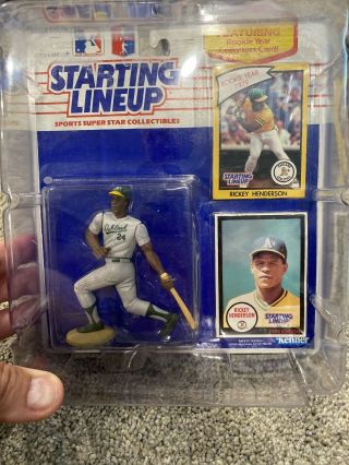 1990 Rickey Henderson Kenner Starting Lineup Figure And Cards Hof