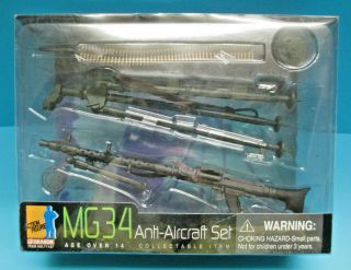 Dragon 71127 1/6 12 " Wwii German Mg34 Anti Aircraft Machine Gun Set 2002 Oop Mib
