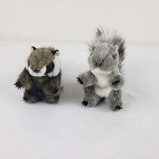 Folkmanis Plush Mini Raccoon & Mini Gray Squirrel Finger Puppets