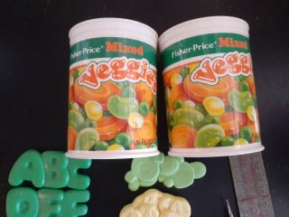 Vintage 1987 Fisher Price Play Food Mixed Veggies With Container And Alphabet
