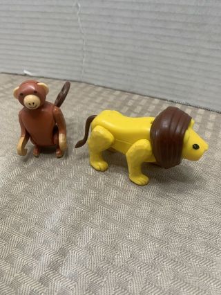 Vintage Fisher Price 991 Circus Train Lion & Monkey Animals Only