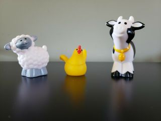 1990 Fisher Price Little People Chunky Farm Animals Cow Sheep And Chicken
