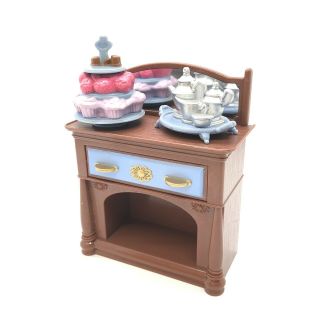 Fisher Price Loving Family Dining Room Buffet Sideboard Cabinet Tea Set Treats