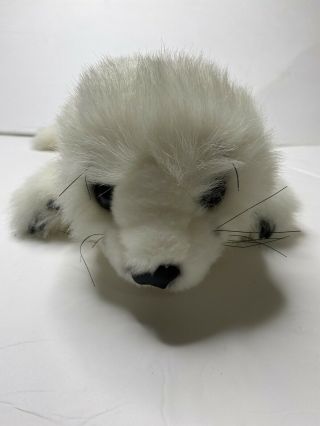 Folkmanis White Harp Seal Pup Hand Puppet Plush Animal Toy Vintage Furry Folk