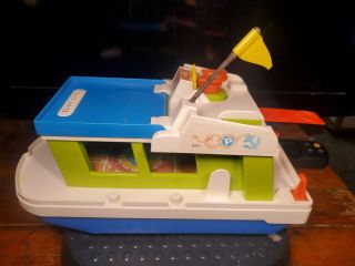 Vintage 1972 Fisher Price Little People Play Family Boat Houseboat