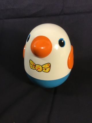 Vtg Playskool Chime Baby Roly Poly Weeble Penguins Duck Toy