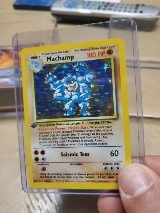 Pokemon Card - Machamp 1st Edition - Base Set 8/102 Holo Foil