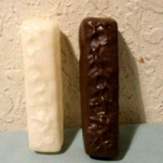 2 1987 Vintage Rubber Pretend Play Food Dessert White & Chocolate Candy Bars Mtc