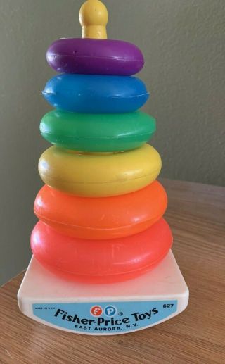 Fisher Price 627 Rock - A - Stack Stacking Ring Toy 6 Rings Plastic 1980 