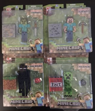 Minecraft Overworld - Series 1 - Set Of 4 Action Figures With Accessories - Nib