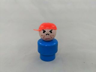 Fisher Price Little People Mad Freckle Boy Blue Body Red Hat