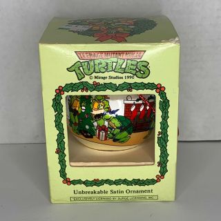 Vtg Teenage Mutant Ninja Turtles 1990 Satin Unbreakable Christmas Ornament Dudes