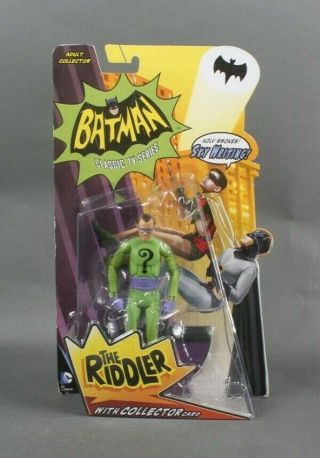 Mattel Batman Classic Tv Series The Riddler With Collector Card Figure 1027w