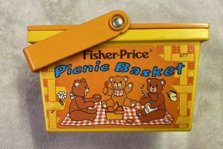 Vintage 1974 Fisher Price Fun Teddy Bear Picnic Basket Only 677 Pretend Play