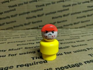 Vtg.  Fisher - Price Little People Angry Boy,  Freckles,  Yellow W/ Red Ball Cap
