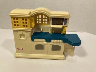 Vintage Little Tikes 5541 Dollhouse Size Country Kitchen Teal Yellow 5 " X7 " X2 "