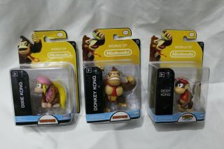 World Of Nintendo 2.  5” Figure Series 1 - 1 Dixie And Diddy Kong & 1 - 2 Donkey