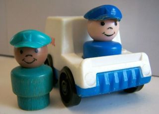 Vintage Fisher Price Little People Post Office Mail Truck & 2 Mail Man Postmans