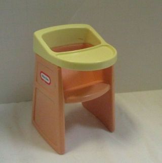 Vintage Little Tikes Dollhouse Pink & White Baby High Chair