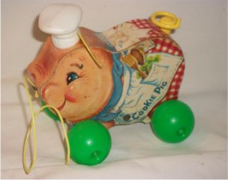Vintage Fisher Price Pull Toy Cookie Pig With Twirling Tail 5 " X 5 "