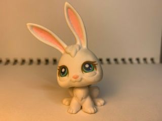 Littlest Pet Shop Lps 3 White Bunny Rabbit Figure Blue Eyes Pink Ears